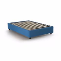 Letto piazza e mezza Asid, Letto contenitore con rivestimento in tessuto, Made in Italy, Apertura frontale, adatto per materasso cm 120x190, Blu
