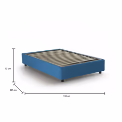 Letto piazza e mezza Asid, Letto contenitore con rivestimento in tessuto, Made in Italy, Apertura frontale, adatto per materasso cm 120x190, Blu
