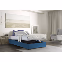 Letto piazza e mezza Asid, Letto contenitore con rivestimento in tessuto, Made in Italy, Apertura frontale, adatto per materasso cm 120x190, Blu - Vista aggiuntiva 4