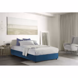 Letto piazza e mezza Alvise, Letto contenitore con rivestimento in tessuto, Made in Italy, Apertura frontale, con materasso c ...