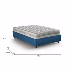 Letto piazza e mezza Alvise, Letto contenitore con rivestimento in tessuto, Made in Italy, Apertura frontale, con materasso cm 120x190 incluso, Blu