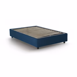 Letto piazza e mezza Ariba, Letto contenitore con rivestimento in tessuto, Made in Italy, Apertura laterale, adatto per materasso cm 120x190, Blu