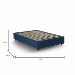 Letto piazza e mezza Ariba, Letto contenitore con rivestimento in tessuto, Made in Italy, Apertura laterale, adatto per materasso cm 120x190, Blu