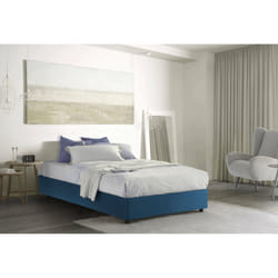 Letto piazza e mezza Abici, Letto contenitore con rivestimento in tessuto, Made in Italy, Apertura frontale, con materasso cm 120x200 incluso, Blu