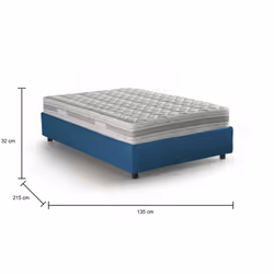 Letto piazza e mezza Abici, Letto contenitore con rivestimento in tessuto, Made in Italy, Apertura frontale, con materasso cm 120x200 incluso, Blu