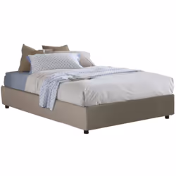 LETTO MATRIMONIALE - Letto contenitore con rivestimento in ecopelle, 100% Made in Italy, Apertura frontale, adatto per matera ...