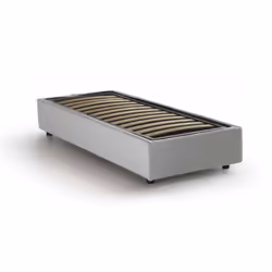 LETTO SINGOLO - Letto contenitore con rivestimento in ecopelle, 100% Made in Italy, Apertura frontale, adatto per materasso C ...