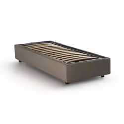 LETTO SINGOLO - Letto contenitore con rivestimento in ecopelle, 100% Made in Italy, Apertura frontale, adatto per materasso C ...