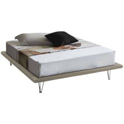 Talamo Italia - Letto matrimoniale Pietersite, Letto fisso in tessuto con piedini, 100% Made in Italy, adatto per materasso Cm 160x200, Beige