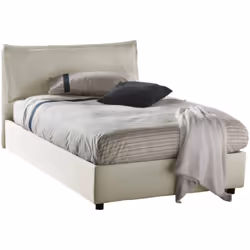 LETTO PIAZZA E MEZZA - Letto contenitore con rivestimento in tessuto, 100% Made in Italy, Apertura frontale, adatto per mater ...