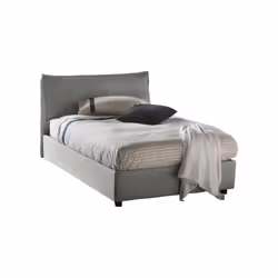 Letto piazza e mezza Asso, Letto contenitore con rivestimento in tessuto, Made in Italy, Apertura frontale, adatto per materasso cm 120x190, Grigio