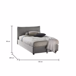 Letto piazza e mezza Asso, Letto contenitore con rivestimento in tessuto, Made in Italy, Apertura frontale, adatto per materasso cm 120x190, Grigio