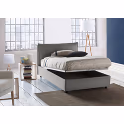 Letto piazza e mezza Asso, Letto contenitore con rivestimento in tessuto, Made in Italy, Apertura frontale, adatto per materasso cm 120x190, Grigio - Vista aggiuntiva 4