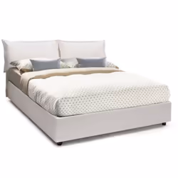 LETTO ALLA FRANCESE - Letto contenitore con rivestimento in ecopelle, adatto per materasso Cm 140x190, 100% Made in Italy, Bi ...
