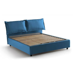 Talamo Italia - Letto alla francese Agalo, Letto contenitore in tessuto, Apertura frontale, adatto per materasso Cm 140x200, 100% Made in Italy, Blu