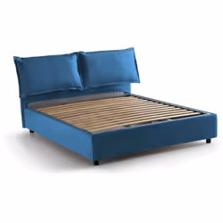LETTO MATRIMONIALE - Letto contenitore con rivestimento in tessuto, 100% Made in Italy, Apertura frontale, adatto per materas ...