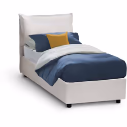 LETTO SINGOLO - Letto contenitore con rivestimento in ecopelle, 100% Made in Italy, Apertura frontale, con materasso Cm 80x19 ...
