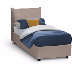 LETTO SINGOLO - Letto contenitore con rivestimento in ecopelle, 100% Made in Italy, Apertura frontale, adatto per materasso C ...