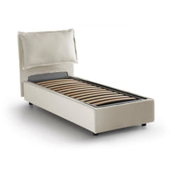 Talamo Italia - Letto singolo Alto, Letto contenitore con rivestimento in tessuto, 100% Made in Italy, Apertura frontale, adatto per materasso Cm