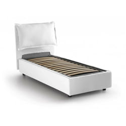 Talamo Italia - Letto singolo Alto, Letto contenitore con rivestimento in tessuto, 100% Made in Italy, Apertura frontale, adatto per materasso Cm