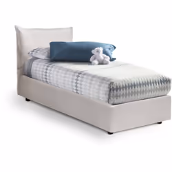 LETTO SINGOLO - Letto contenitore con rivestimento in ecopelle, 100% Made in Italy, Apertura laterale, con materasso Cm 80x19 ...