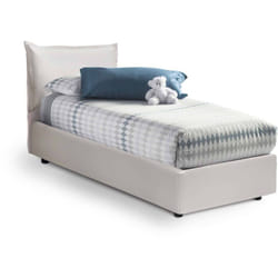Talamo Italia - Letto singolo Alzavola, Letto contenitore con rivestimento in ecopelle, 100% Made in Italy, Apertura laterale, con materasso Cm
