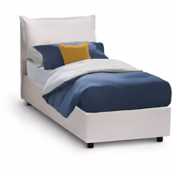 LETTO SINGOLO - Letto contenitore con rivestimento in ecopelle, 100% Made in Italy, Apertura frontale, adatto per materasso C ...