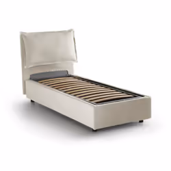 LETTO SINGOLO - Letto contenitore con rivestimento in tessuto, 100% Made in Italy, Apertura frontale, adatto per materasso Cm ...