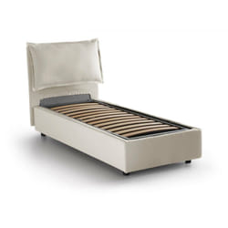 Talamo Italia - Letto singolo Aigor, Letto contenitore con rivestimento in tessuto, 100% Made in Italy, Apertura frontale, adatto per materasso Cm
