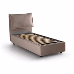 LETTO SINGOLO - Letto contenitore con rivestimento in tessuto, 100% Made in Italy, Apertura frontale, adatto per materasso Cm ...