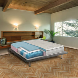 Materasso matrimoniale Feliciana, Materasso in Memory e Molle insacchettate e ioni d&#39;argento, 100% Made in Italy, Antiacaro e Anallergico, cm 160x190 h37