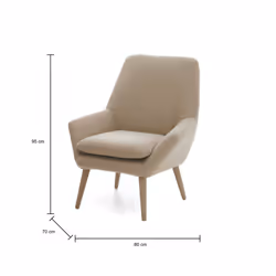 Poltrona Anido, Poltrona di design da salotto, 100% Made in Italy, Poltroncina relax in tessuto imbottito, cm 80x70h95, Beige