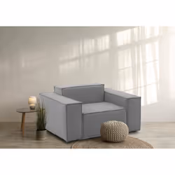 Poltrona Leonia, Poltrona da salotto, 100% Made in Italy, Poltroncina relax in tessuto imbottito, Cm 140x95h70, Grigio