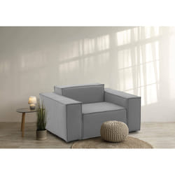 Poltrona Leonia, Poltrona da salotto, 100% Made in Italy, Poltroncina relax in tessuto imbottito, Cm 140x95h70, Grigio