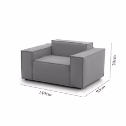 Poltrona Leonia, Poltrona da salotto, 100% Made in Italy, Poltroncina relax in tessuto imbottito, Cm 140x95h70, Grigio