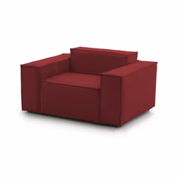 Poltrona Leonia, Poltrona da salotto, 100% Made in Italy, Poltroncina relax in tessuto imbottito, Cm 140x95h70, Rosso
