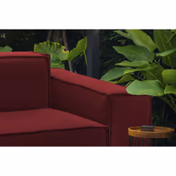 Poltrona Leonia, Poltrona da salotto, 100% Made in Italy, Poltroncina relax in tessuto imbottito, Cm 140x95h70, Rosso - Vista aggiuntiva 4