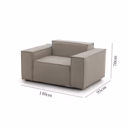 Poltrona Leonia, Poltrona da salotto, 100% Made in Italy, Poltroncina relax in tessuto imbottito, Cm 140x95h70, Tortora