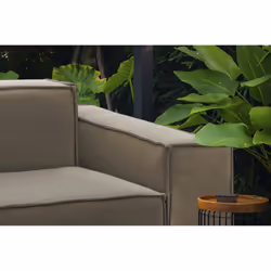Poltrona Leonia, Poltrona da salotto, 100% Made in Italy, Poltroncina relax in tessuto imbottito, Cm 140x95h70, Tortora - Vista aggiuntiva 4