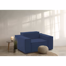 Poltrona Rodonite, Poltrona da salotto, 100% Made in Italy, Poltroncina relax in tessuto imbottito, Cm 160x95h70, Blu