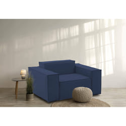 Poltrona Rodonite, Poltrona da salotto, 100% Made in Italy, Poltroncina relax in tessuto imbottito, Cm 160x95h70, Blu