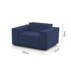 Poltrona Rodonite, Poltrona da salotto, 100% Made in Italy, Poltroncina relax in tessuto imbottito, Cm 160x95h70, Blu