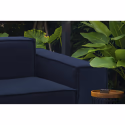 Poltrona Rodonite, Poltrona da salotto, 100% Made in Italy, Poltroncina relax in tessuto imbottito, Cm 160x95h70, Blu - Vista aggiuntiva 4