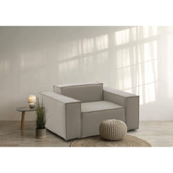 Poltrona Rodonite, Poltrona da salotto, 100% Made in Italy, Poltroncina relax in tessuto imbottito, Cm 160x95h70, Tortora