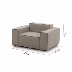 Poltrona Rodonite, Poltrona da salotto, 100% Made in Italy, Poltroncina relax in tessuto imbottito, Cm 160x95h70, Tortora