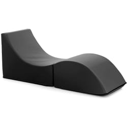 Talamo Italia - Letto pieghevole Arbil, Pouf trasformabile in letto singolo, Chaise longue in ecopelle, 100% Made in Italy, 130x50h50 cm, Nero
