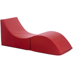 Talamo Italia - Letto pieghevole Arbil, Pouf trasformabile in letto singolo, Chaise longue in ecopelle, 100% Made in Italy, 130x50h50 cm, Rosso