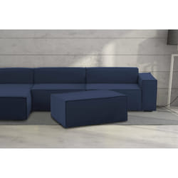 Pouf Assisi, Pouf da salotto, 100% Made in Italy, Poltroncina relax in tessuto imbottito, Cm 100x70h43, Blu