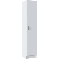Armadio multiuso 1 anta Alexander, Mobile ausiliario, Guardaroba porta scarpe con ripiani, Scarpiera verticale, 37x37h180 cm, Bianco - Dmora