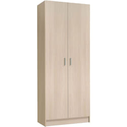 Dmora - Armadio multiuso 2 ante Abadubidu, Mobile porta scope, Scarpiera con ripiani, Guardaroba porta scarpe, cm73x37h180 cm, Rovere